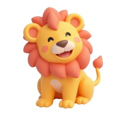 Naklejka premium Vibrant stylized lion illustration playful scene bright colors fun design