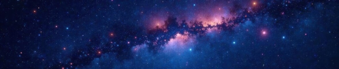 Obraz premium Dark celestial canvas with twinkling stars and vibrant constellations, night sky, nebula