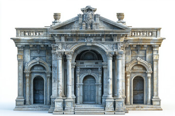 Obraz premium Model of building with door and window, set against blue sky backdrop.