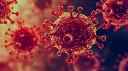 A close-up view of a virus particle with spikes, representing the structure of viruses, showcasing intricate details in vibrant colors.