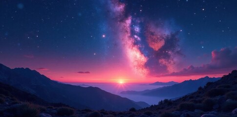 Obraz premium Deep cosmos at dusk with starry sky and nebulae , space, universe