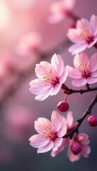 Obraz premium delicate cherry blossoms gently swaying in a soft pink floral wave, cherry blossom, blossoms