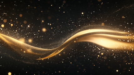Obraz premium Golden Stream: A stunning visual of a golden stream elegantly flowing through the scene, with sparkling particles, creates a mesmerizing display that captures attention and ignites the imagination. 