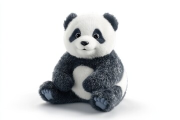 Cute and Fluffy Panda Toy Sitting on a Bright White Background