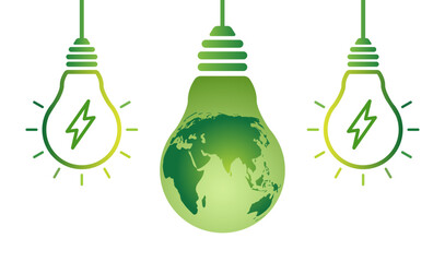 Eco concept illustration with globe shaped light bulb icon