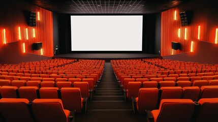 Fototapeta premium Empty Cinema Auditorium: Awaiting the Show