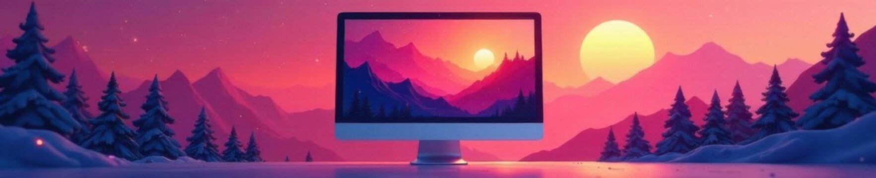 Flat design computer desktop with bare minimum elements, blank, clean, flat