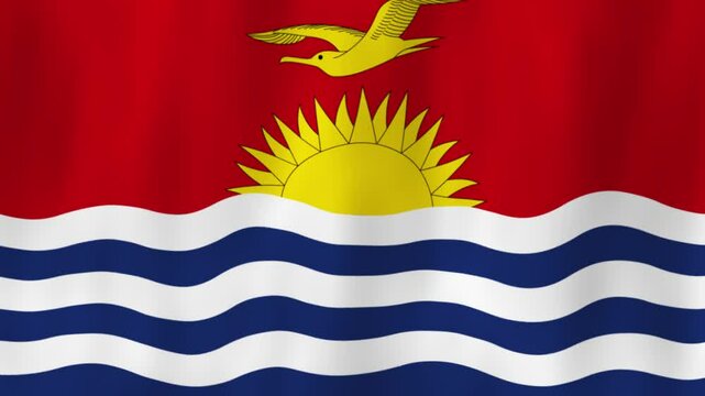 Kiribati flag country animation 3D symbol design waving in wind movement national patriotism world culture emblem banner republic Central Pacific Oceania Micronesia red blue yellow sun