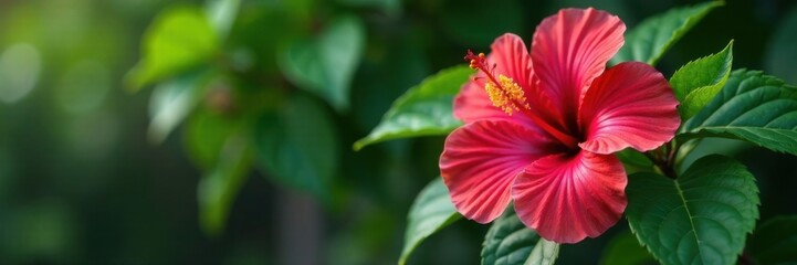 Hibiscus plant with large, showy flowers and leaves, island life, hibiscus tree, colorful flowers