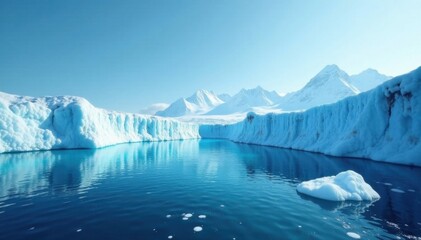 Fototapeta premium Frozen Ocean Waves on Glacier Blue Background, ocean waves, winter wonderland