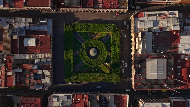 Plaza in Celaya Mexico - Aerial Shot