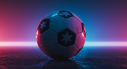 Stylized soccer ball with star design - sporting spirit - for athletic events or game promotions