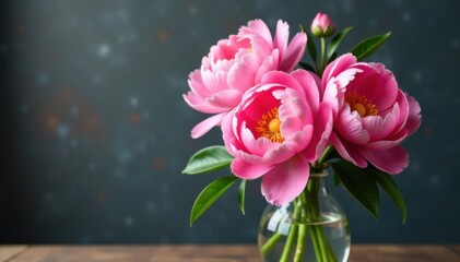 Obraz premium Large peony flowers in a vase, vases, floral art, gardens