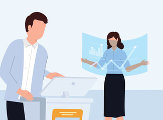 Obraz premium Determine the development of business market research results. Illustration of market research with a futuristic concept.