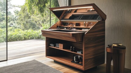 A functional and stylish dressing table designed to create order and maximize space in the room