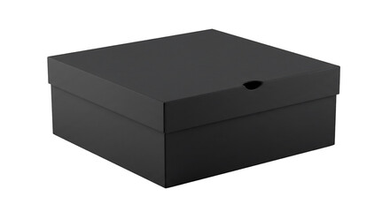 Black cardboard box isolated on white background 