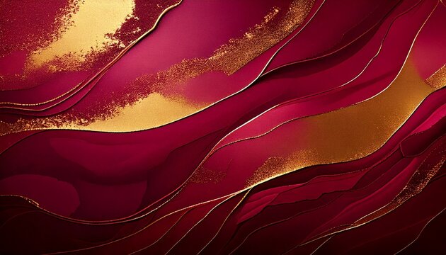 Background fundo Vermelho e dourado abstrato ondas