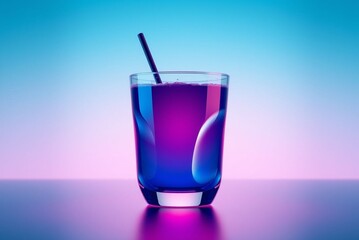 Colorful drink in a glass with a straw against a gradient background creates a visually appealing beverage scene