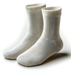 White, pure cotton socks on a white background,