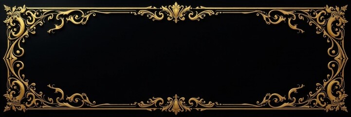 Opulent black and gold invitation background with intricate golden filigree , elegant, high-end