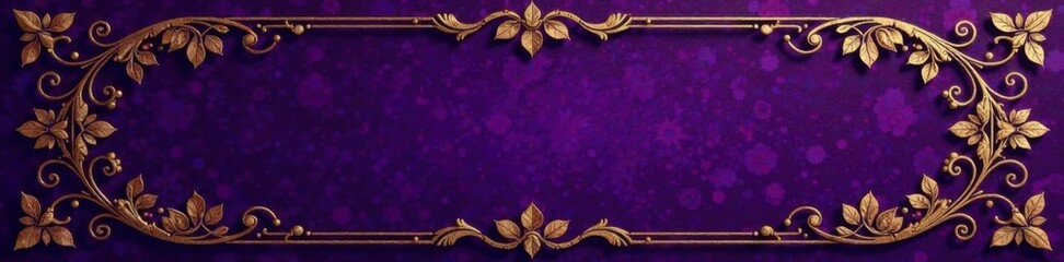 Ornate purple card with gold foil stamping and vintage-inspired floral wreath design, purple, foil stamping