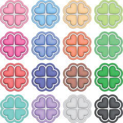 カラフルでぷっくりしたクローバーセット