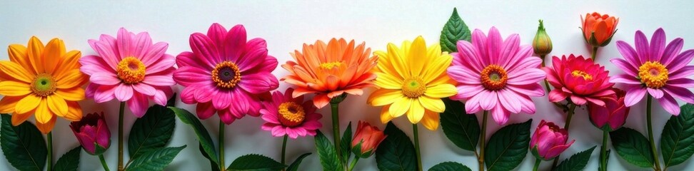 Row of vibrant flowers in a rectangular plot , flowers, market garden, garden landscape