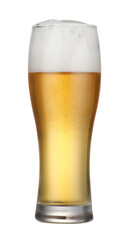 Glass of fresh beer with foam isolated on white