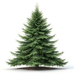 Obraz premium Lush Evergreen Pine Tree – Realistic Conifer on White Background