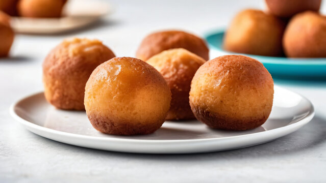 A sweet, bite-sized frosted timbit coated in a smooth, sugary glaze, perfect for a quick snack, coffee break, or as a delicious treat for gatherings and celebrations.