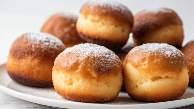 A sweet, bite-sized frosted timbit coated in a smooth, sugary glaze, perfect for a quick snack, coffee break, or as a delicious treat for gatherings and celebrations.