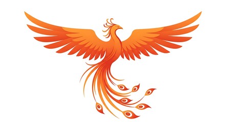 Obraz premium Illustration of a stylized phoenix soaring high - rebirth symbolism - spiritual/artistic media