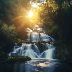 Beautiful waterfall in the forest.