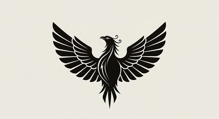 Fototapeta premium Illustration of bold phoenix with wide wings - symbol of rebirth - brand identity/website logo.