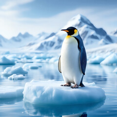 Fototapeta premium Majestic Penguin on Iceberg in Antarctica, Stunning Wildlife Photography with Copyspace