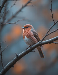 A beautiful bird is resting on a branch with a unique color.