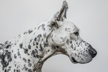 Great Dane Portrait Against Neutral Background with Spotted Coat