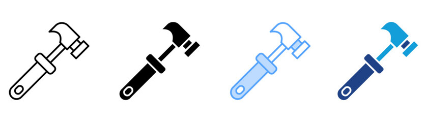 Hammer Icon Set Multiple Style Collection