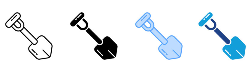 Shovel Icon Set Multiple Style Collection