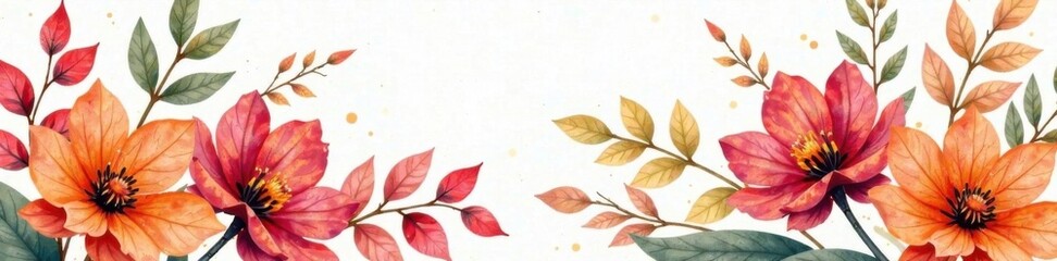 Fototapeta premium Watercolor autumn floral bouquet with mixed colors and loose brushstrokes , bouquet, fall, colorful