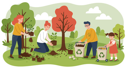 Fototapeta premium Community Gardening Scene