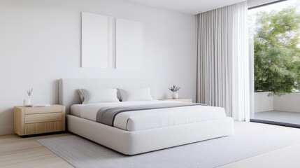 Modern, minimalist bedroom with natural light (1)