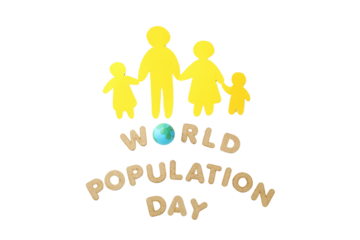 PNG, Population day, planet with text, isolated on white background.