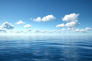 Obraz premium Clear Blue Sky Over a Calm Sea with Soft White Clouds