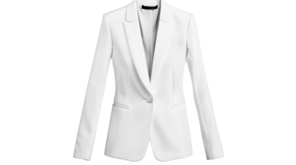 White elegant blazer hanging on transparent background