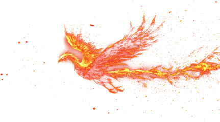 PNG Phoenix rising from the ashes flame fire background.