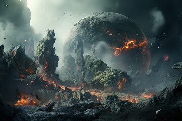 asteroid  meteorite sculpted crust, layered with impact ejecta and exhibiting spectral variations due to prolonged space weathering