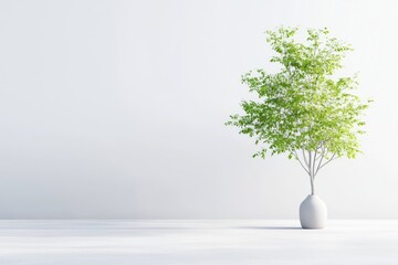 Minimalist interior scene with potted plant