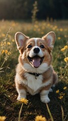 Happy Corgi puppy illustration