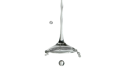 Water column falling and splashing with transparent background